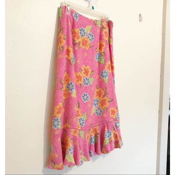 SIGRID OLSEN SPORT Pink Floral Trumpet Style Skirt, 4P - Picture 5 of 9